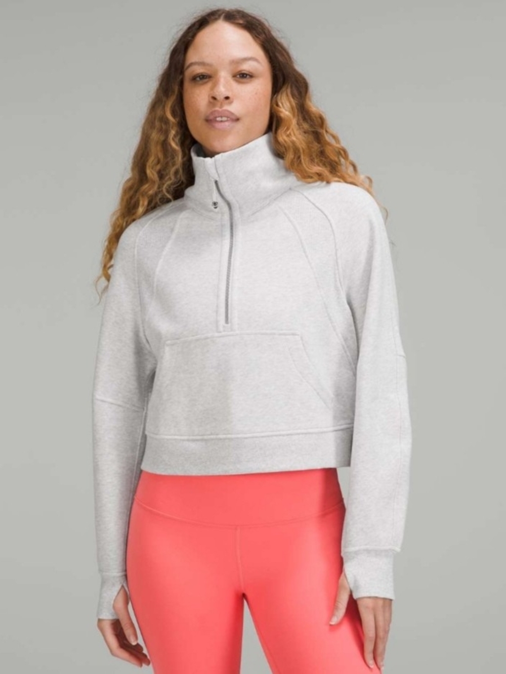 Lululemon Scuba Oversized Funnel Neck Half Zip Heathered Core Ultra LightGrey ML
